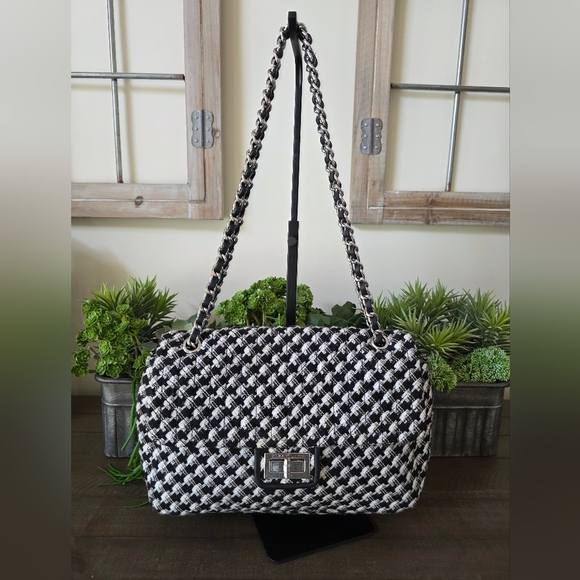 Karl Lagerfeld Tweed Houndstooth Shoulder/Crossbody Bag - Picture 1 of 14